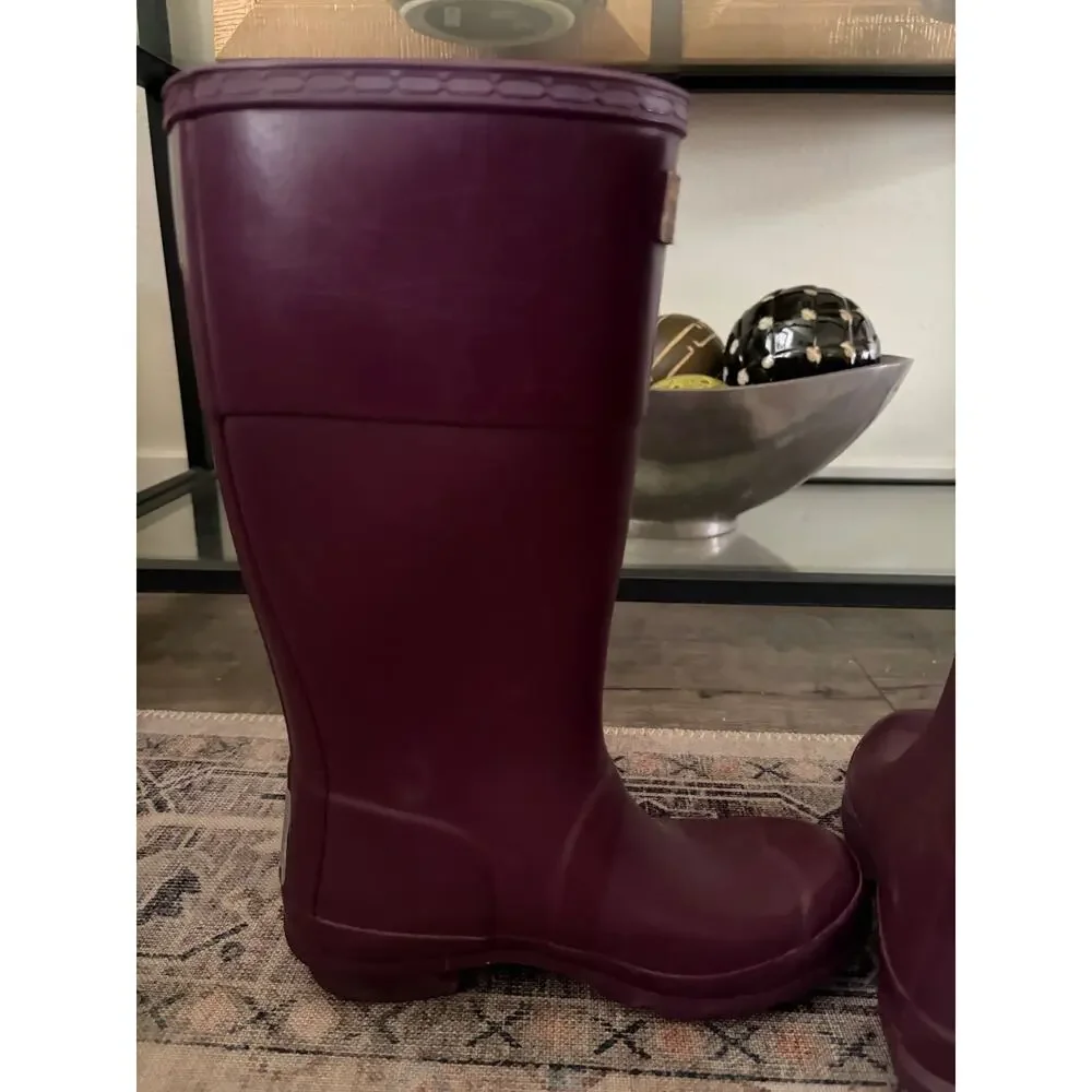 Hunter Original Kids Rain Boots Size US 2 Purple Tonal Contrast Tall Rubber